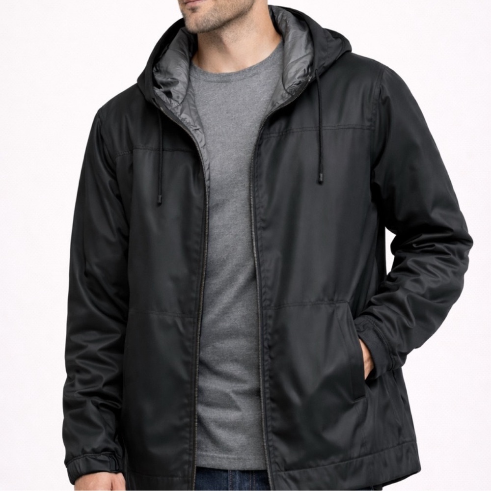 TC Men's Black Hooded Windbreaker